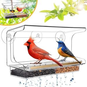 Lujii Window Bird Feeder, Clear, New